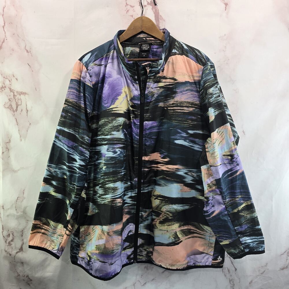 Torrid Jacket Womens 3 3X Happy Camper Purple Puffer Quilted Synthetic